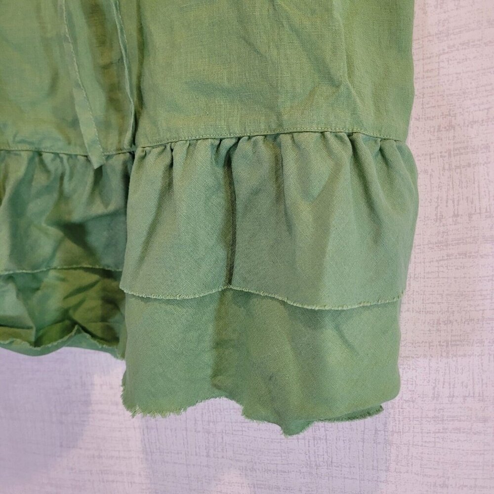 Old Navy Low Rise Linen Skirt Womens 6 Green Ruffle Hem Tiered Y2K - Picture 4 of 7